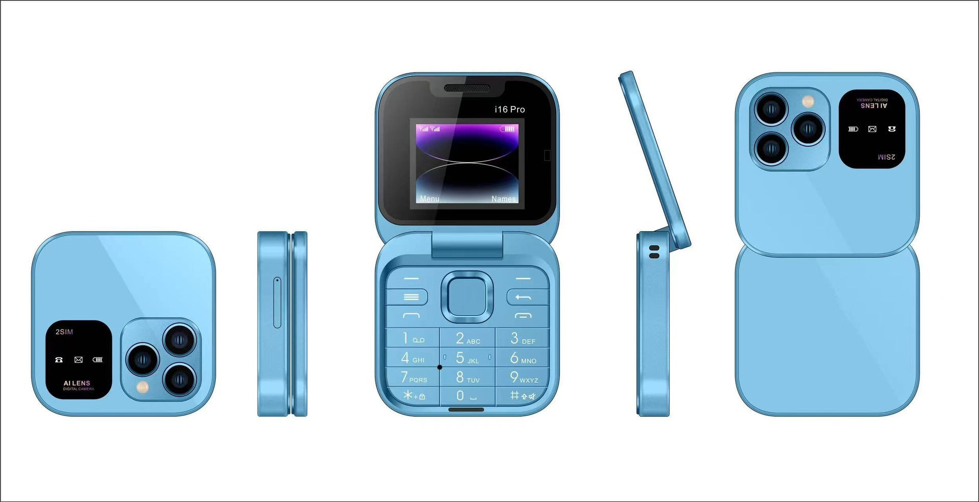 New Mobile Phone i16 pro Dual SIM Non-Smartphone Flip Phone Button Elderly Phone Student Small Phone