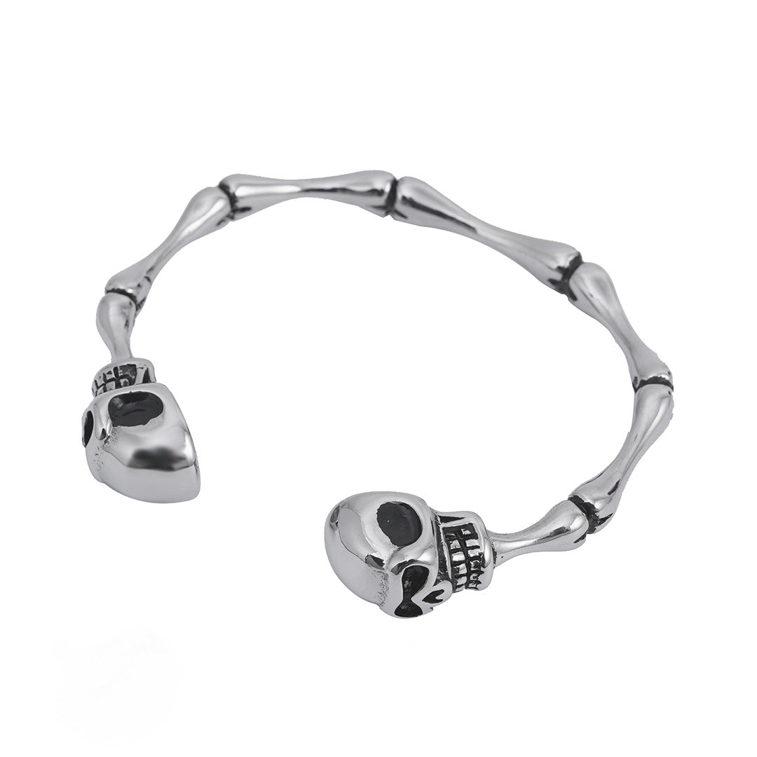 Exaggerated Retro Skull Titanium Steel Bracelet for Men Punk Hip Hop Stainless Steel Bone Jewelry Manufacturer