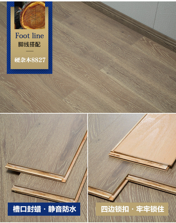 In stock wholesale Door-to-Door Installation Oak Multi-layer Small Knot Locking Solid Wood Flooring Eco-friendly Underfloor Heating Composite Flooring