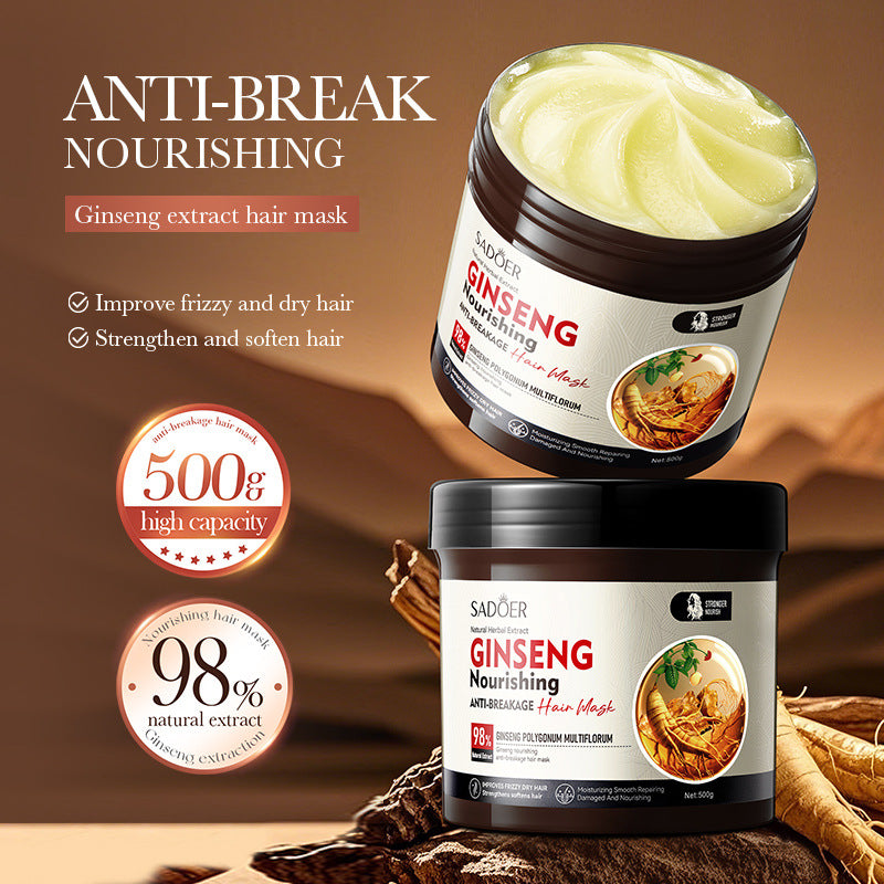 Full English Ginseng and Polygonum Multiflorum Hair Mask SADOER Nourishing Anti-Breakage Smooth Voluminous Hair Mask  Wholesale