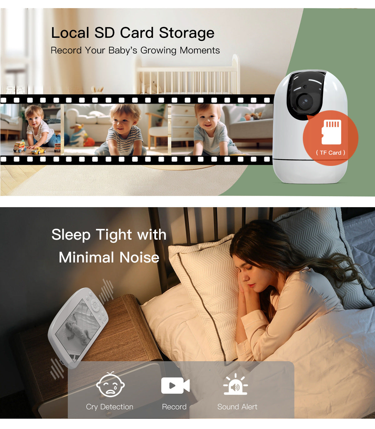 Factory Direct Smart Baby Monitor with Crying Detection Tuya babymonitor Baby Care Device