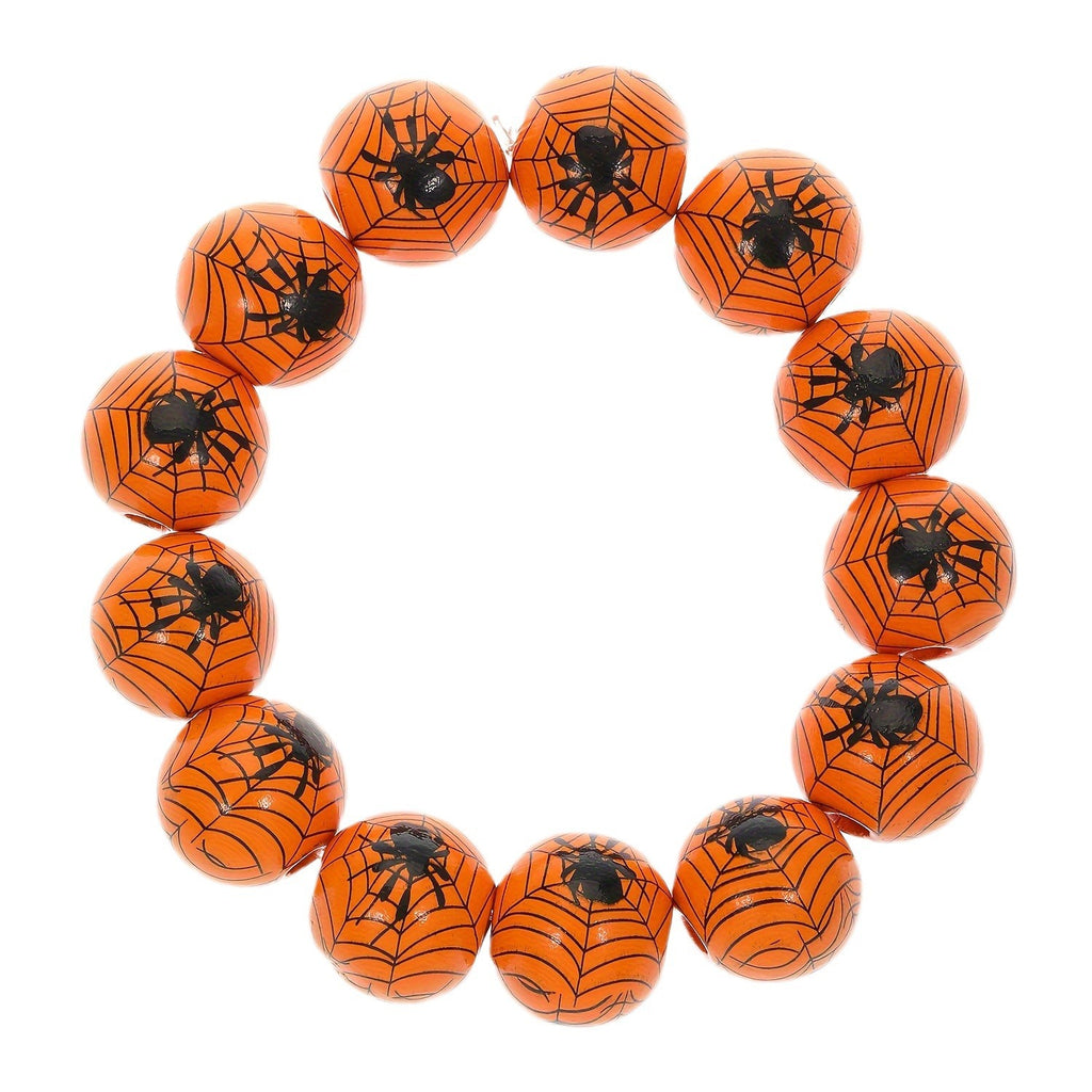 Men's Holiday Bracelet Women's Gift Spider Wooden Bead Bracelet Set Skull Bead Halloween Bracelet