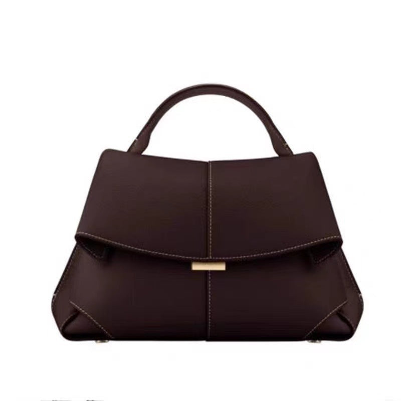 European and American Retro Smile Bag French Bolingin Niche Genuine Leather Women's Bag High-end Wrinkle Handbag Crossbody Bag