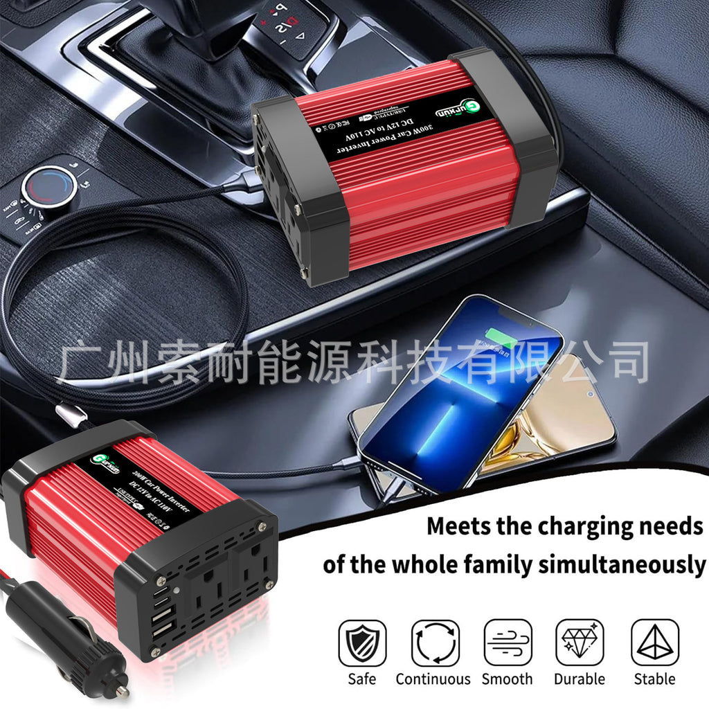 150W Vehicle Inverter DC12V Turn AC110V220V Universal Socket/US Standard Dual Socket USB Type-C