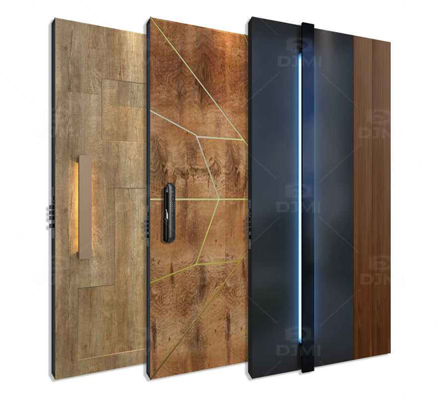 European Luxury House Front Modern Aluminium Solid Wooden Security Pivot Doors Wooden Entrance Door Modern Villa Exterior Door