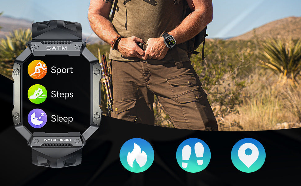 PG333Smart Watch2.01inch Bluetooth Call, Heart Rate Monitor, Pedometer, Sleep Tracker, Message Reminder, Waterproof, Shockproof, Dustproof Sports