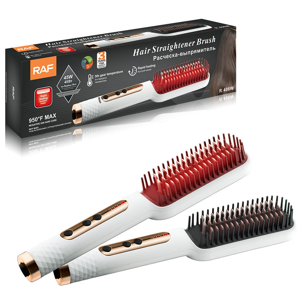 RAF EU Standard Hair Straightening Brush Non-Damaging Hair Straightening and Curling Dual-Use Electric Curling Iron Hair Straightener for Home Use
