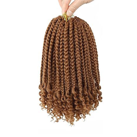 Cross-border African Three-strand Braid Tail Curl Synthetic Fiber Box  Braids Curly Ends Three-strand Braided Top Wrapped Bottom Tube