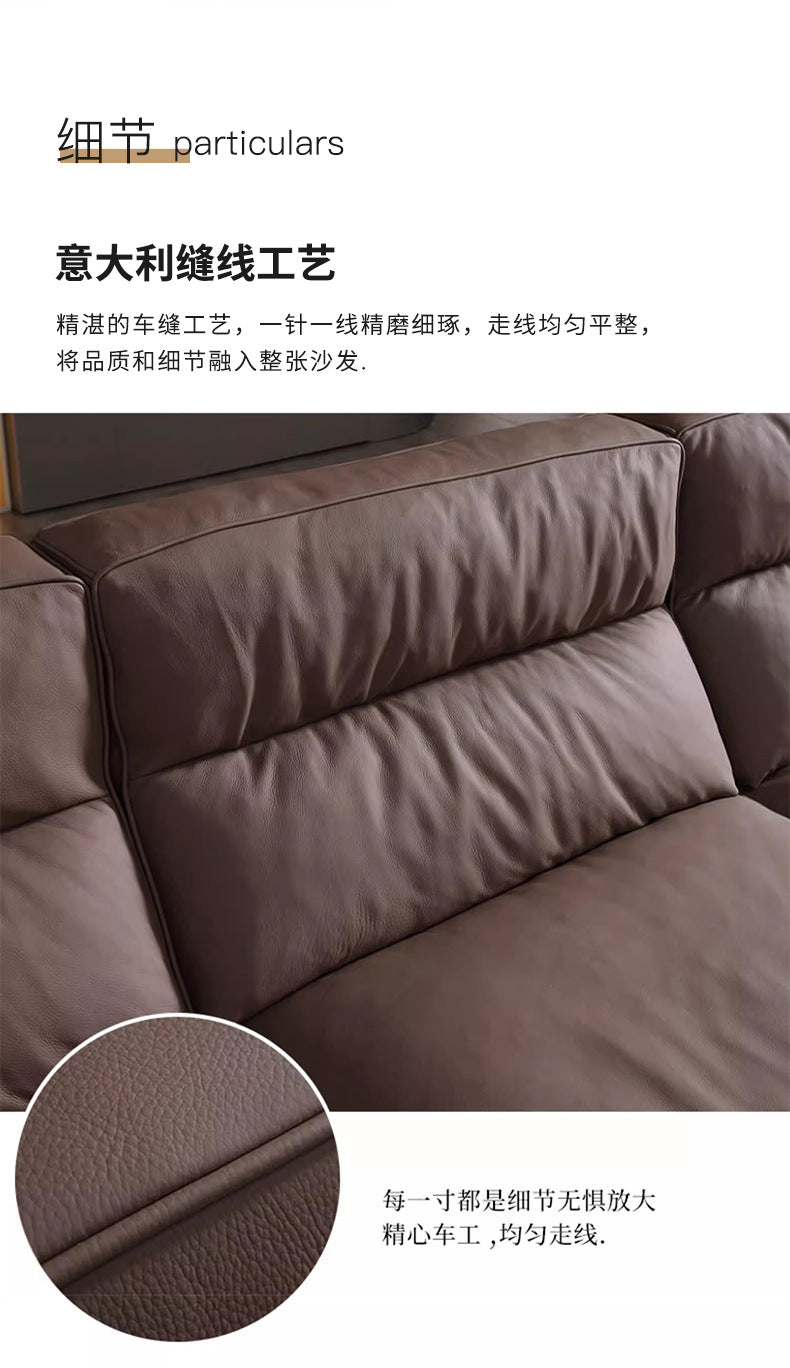 Source Factory Living Room Leather Sofa Italian Minimalist High Back Straight Row Genuine Leather Sofa Small Apartment High Leg Sofa Shipping and tax not included
