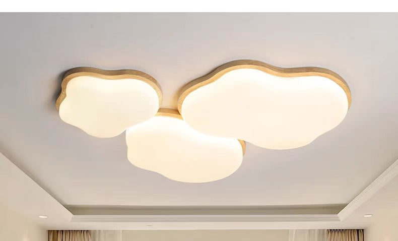 Natural Wood Cream Style Living Room Lamp2025New Stylish Internet Celebrity Cloud Full Spectrum Eye Protection Ceiling Light Zhongshan Lighting