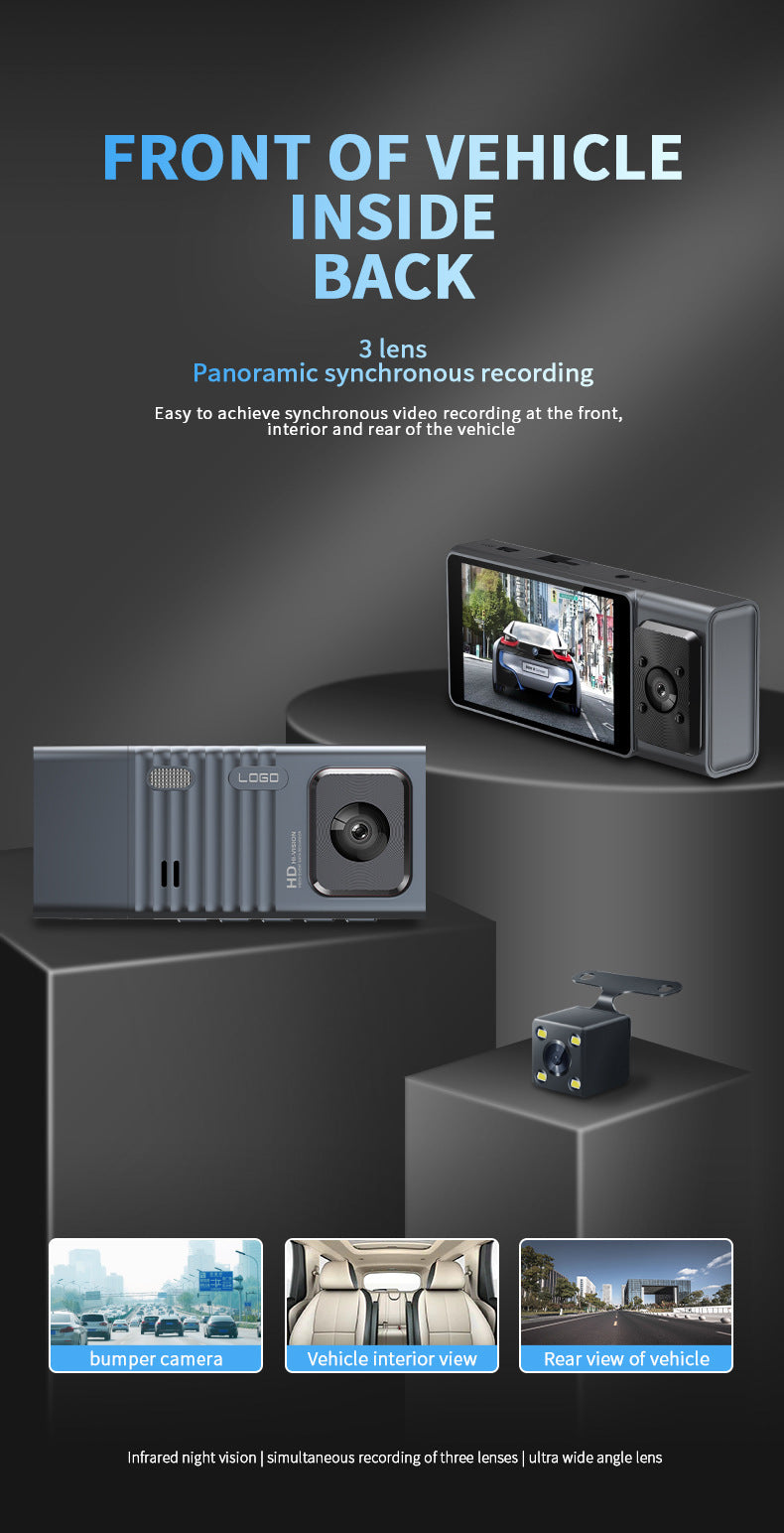 S4Driving Recorder Three-Record3Inch WIFI Vehicle-mounted surveillance night vision HD camera CarDvrCam