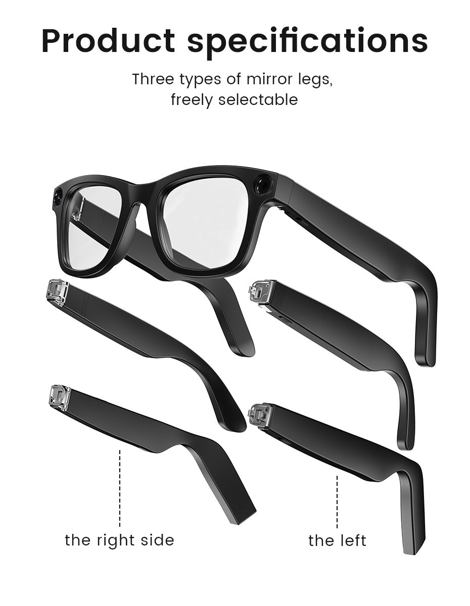 E03Smart Glasses800100 Megapixel Camera with Image Stabilization1200P Video Recording AI Simultaneous Translation Character Recognition