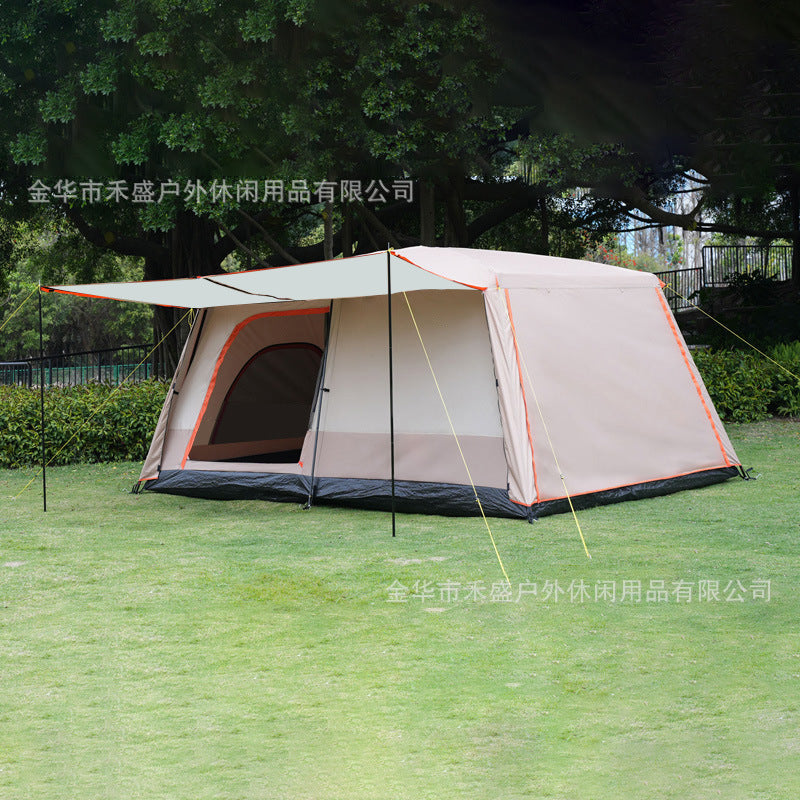 Thickened outdoor tent with two rooms and one living area, sunproof and waterproof3-12Camping Tent