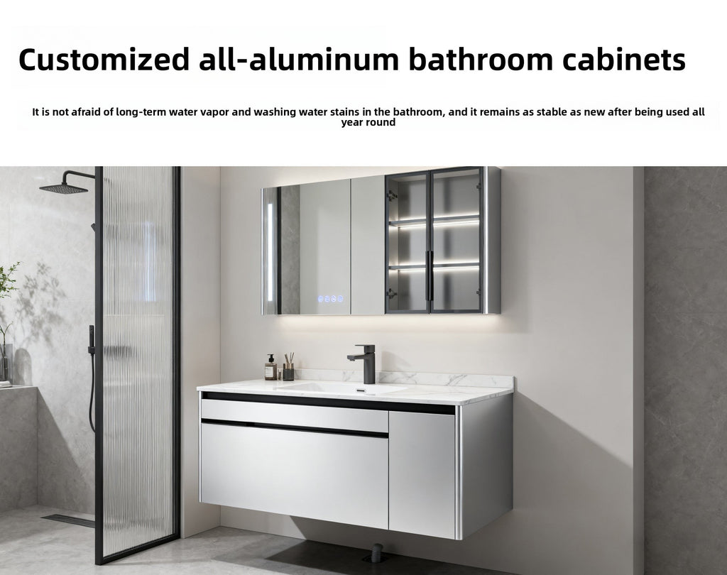 Custom Aluminum Alloy TV Cabinet Combination Wall Cabinet Modern Simple Storage Bookcase Wine Cabinet Integrated Wall-Mounted Living Room