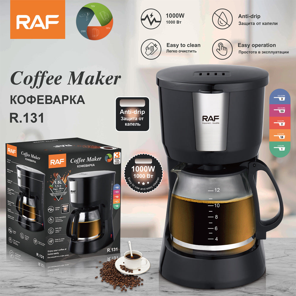 RAF European Standard Drip Coffee Maker Household Automatic Integrated Small Coffee Machine Office Bedroom Moka Pot