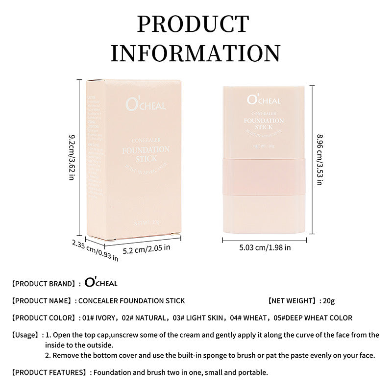 Cosmetic Non-Smudge Foundation Double-Ended Rotating Concealer Long-Lasting Waterproof Sweat Sponge Brush Head Cream Foundation