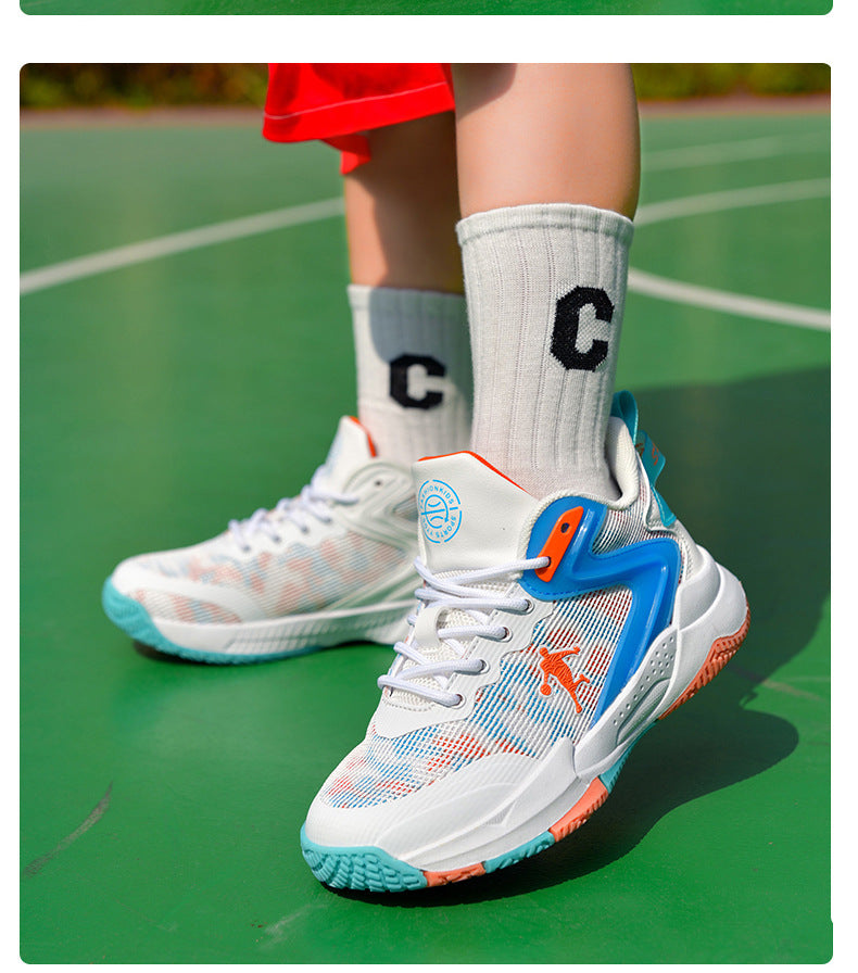Spring and Summer Children's Basketball Shoes for Big Kids, Mesh Breathable Girls' Sports Shoes, Boys' Training Sneakers, Breathable and Comfortable