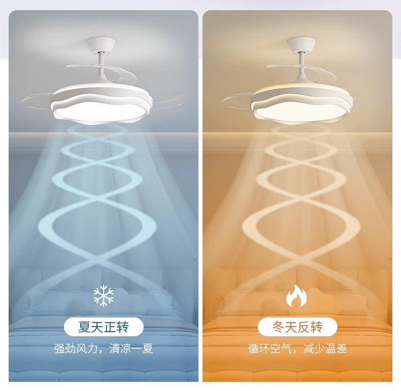 Invisible Fan Light Full Spectrum Eye Protection High Wind Power Silent Modern Simple Hall Bedroom Room Restaurant Ceiling Fan Light
