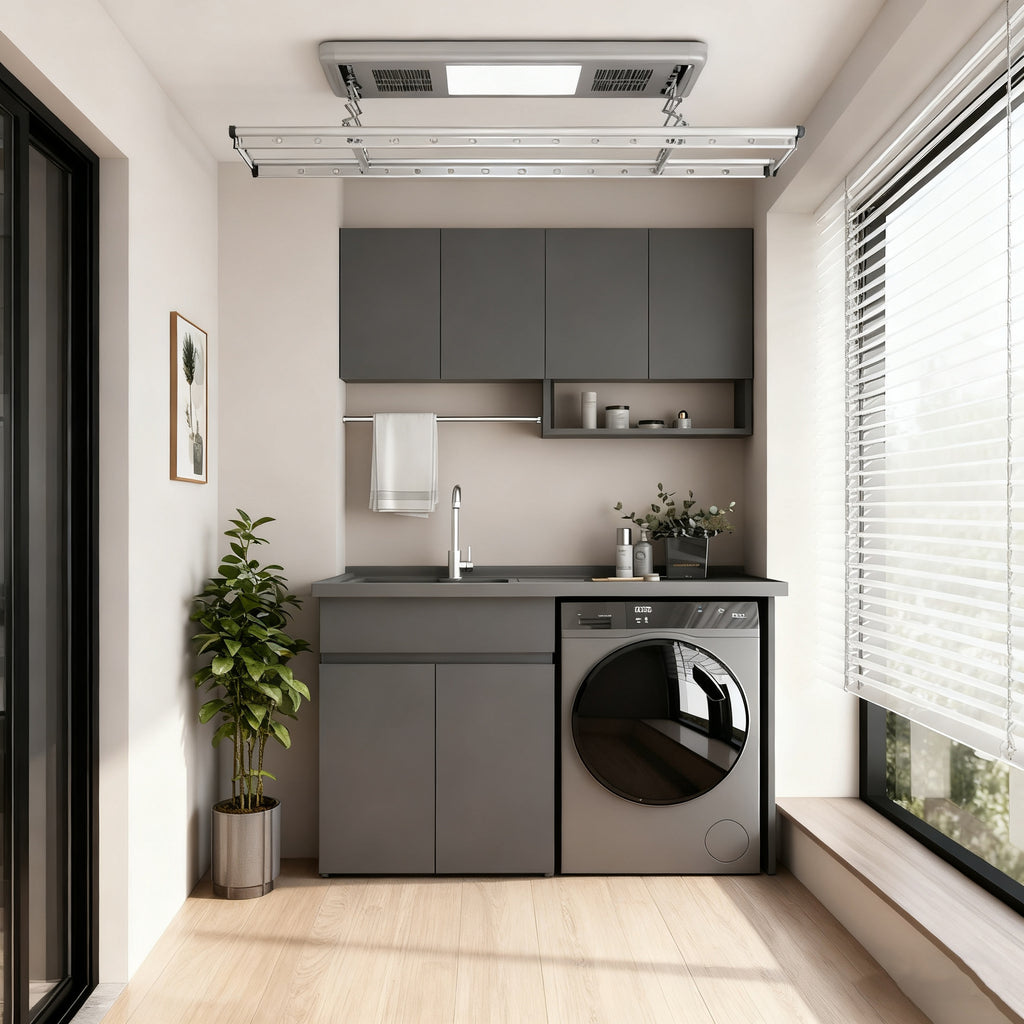 Custom Honeycomb Aluminum Balcony Laundry Combo Integrated Counter Basin Laundry Sink with Washboard Bathroom Corner Cutting Factory Direct