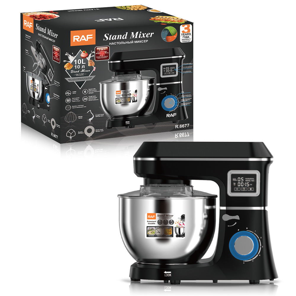 RAF European Standard Stainless Steel Bowl High-Power Dough Mixer Household Multi-Functional Chef Machine Dough Blender R.6677