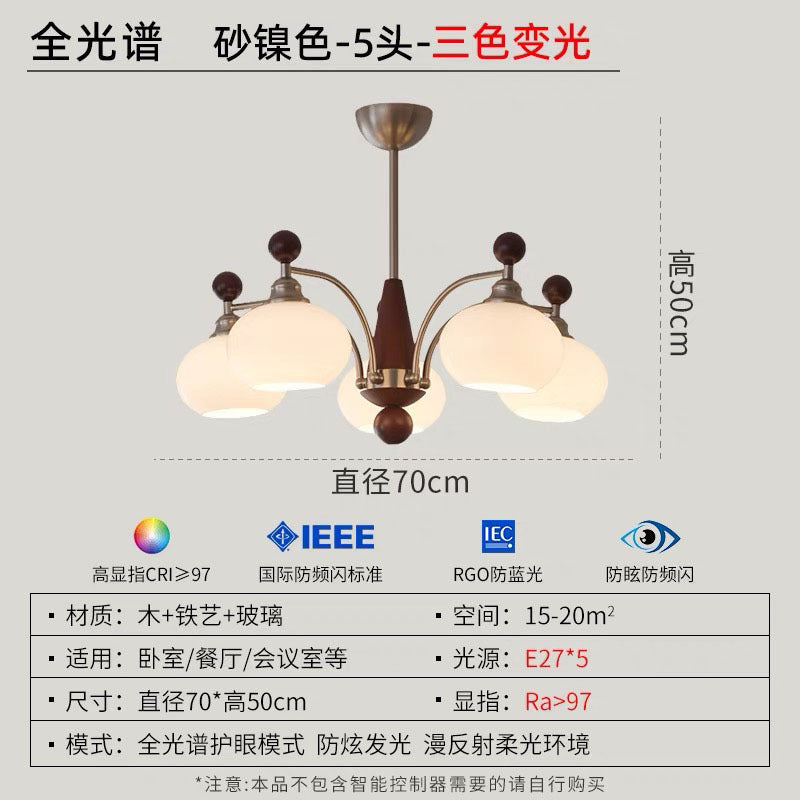 Vintage Retro Solid Wood Living Room Designer Persimmon Pendant Light Vintage French Cream Style Bedroom Living Room Dining Room Light