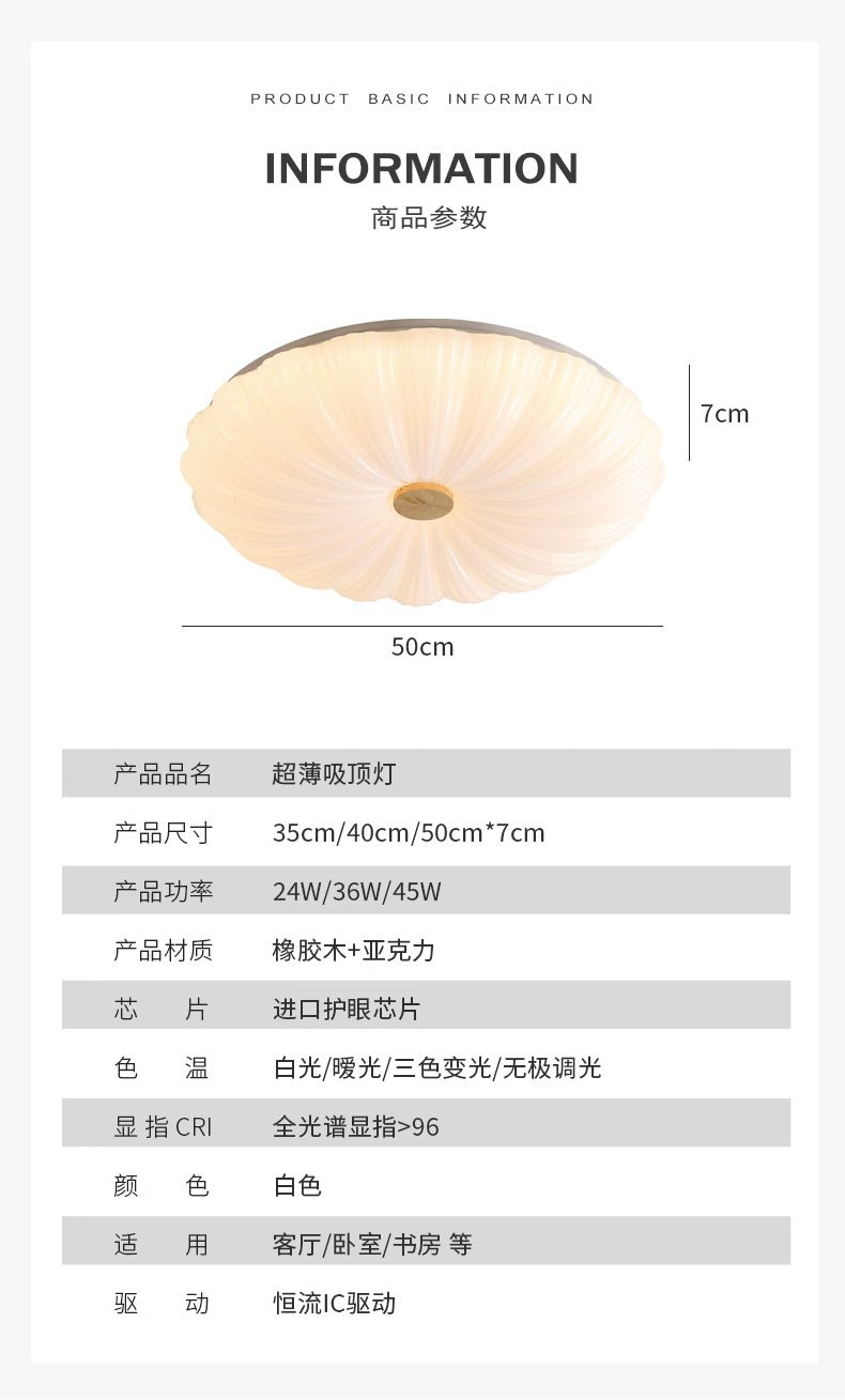 2025New Cream Style Bedroom Ceiling Light Eye Protection Full Spectrum Modern Minimalist Main Light Study Room Light