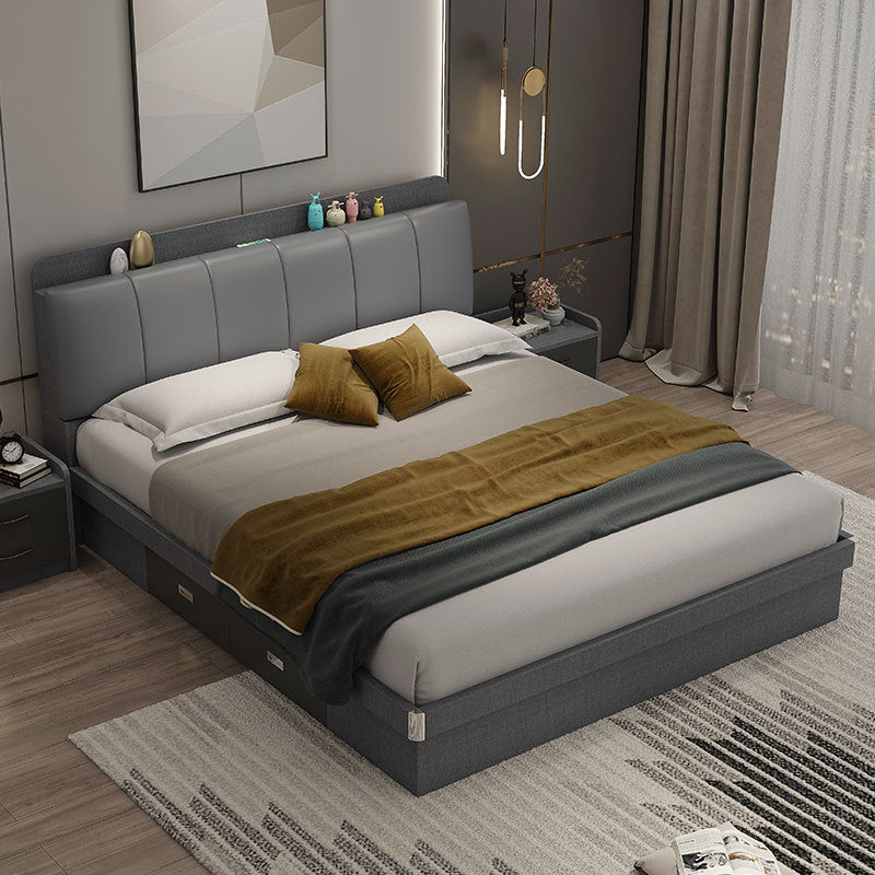 Leather Bed Master Bedroom Matching Double Bed Simple Storage Bed with Drawers1.5Small Apartment Wedding Bed Storage Space High Box