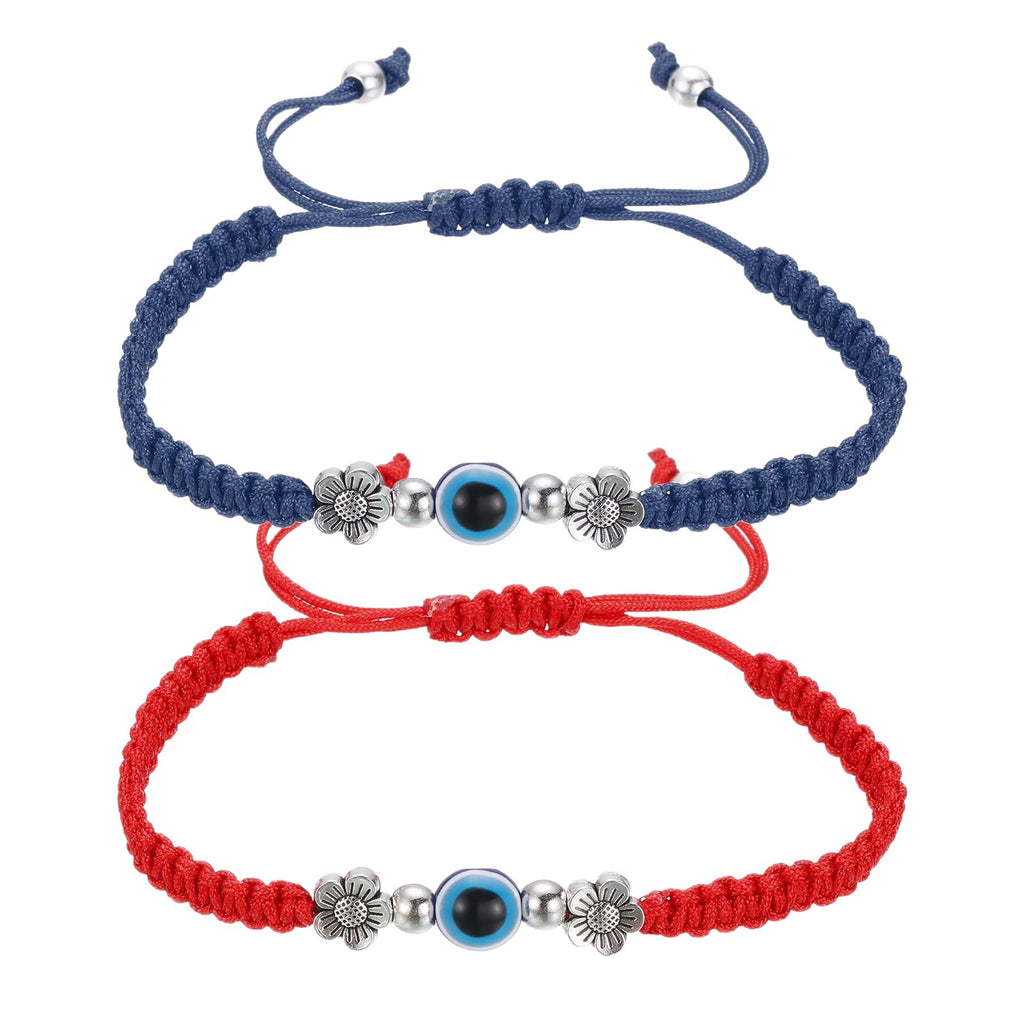 Blue Eyes Braided Bracelet Flower Adjustable Pull Bracelet Handmade Winding Evil Eye Braided Bracelet