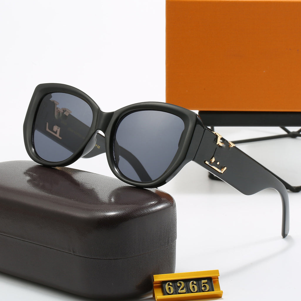 Purchasing Agent Level Lujia Sunglasses6265Fashionable Personality Large Frame Cat Eye Black Sunglasses UV Protection