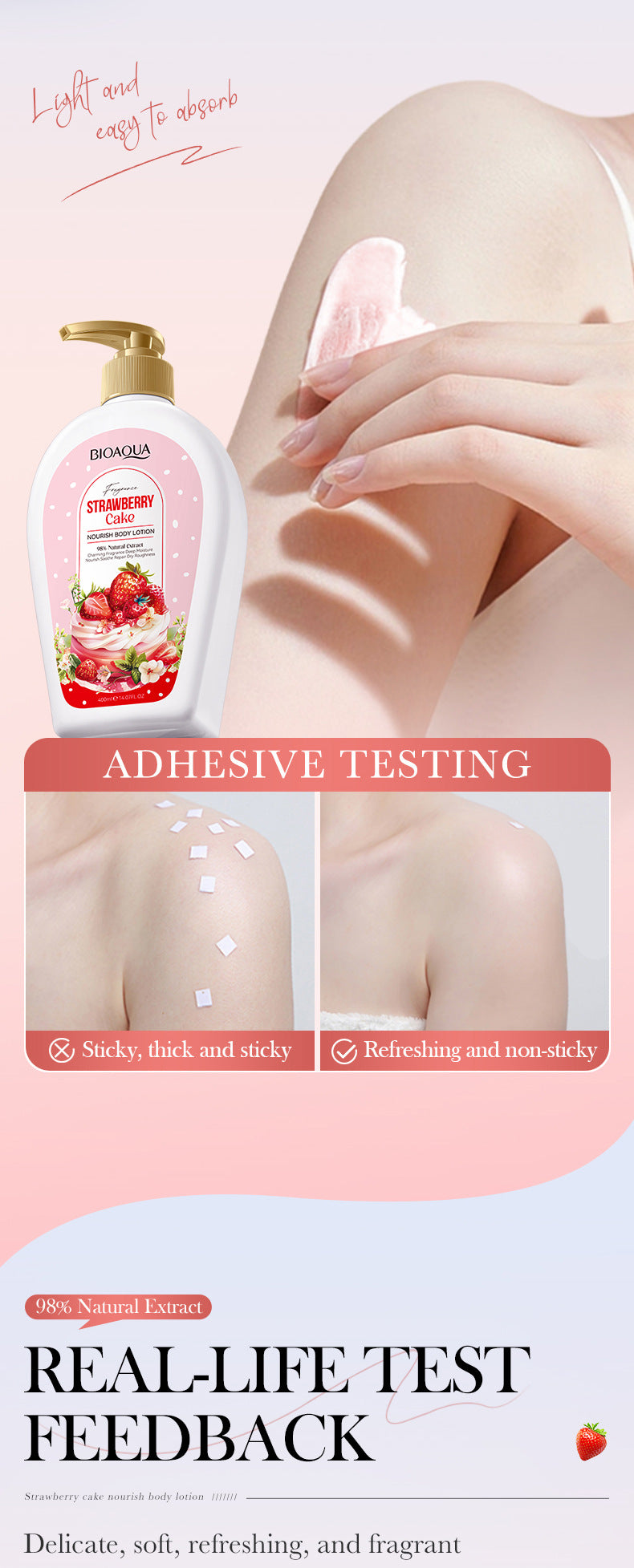 BIOAOUA Strawberry Cake Nourishing Body Lotion Moisturizing Body Lotion  Wholesale