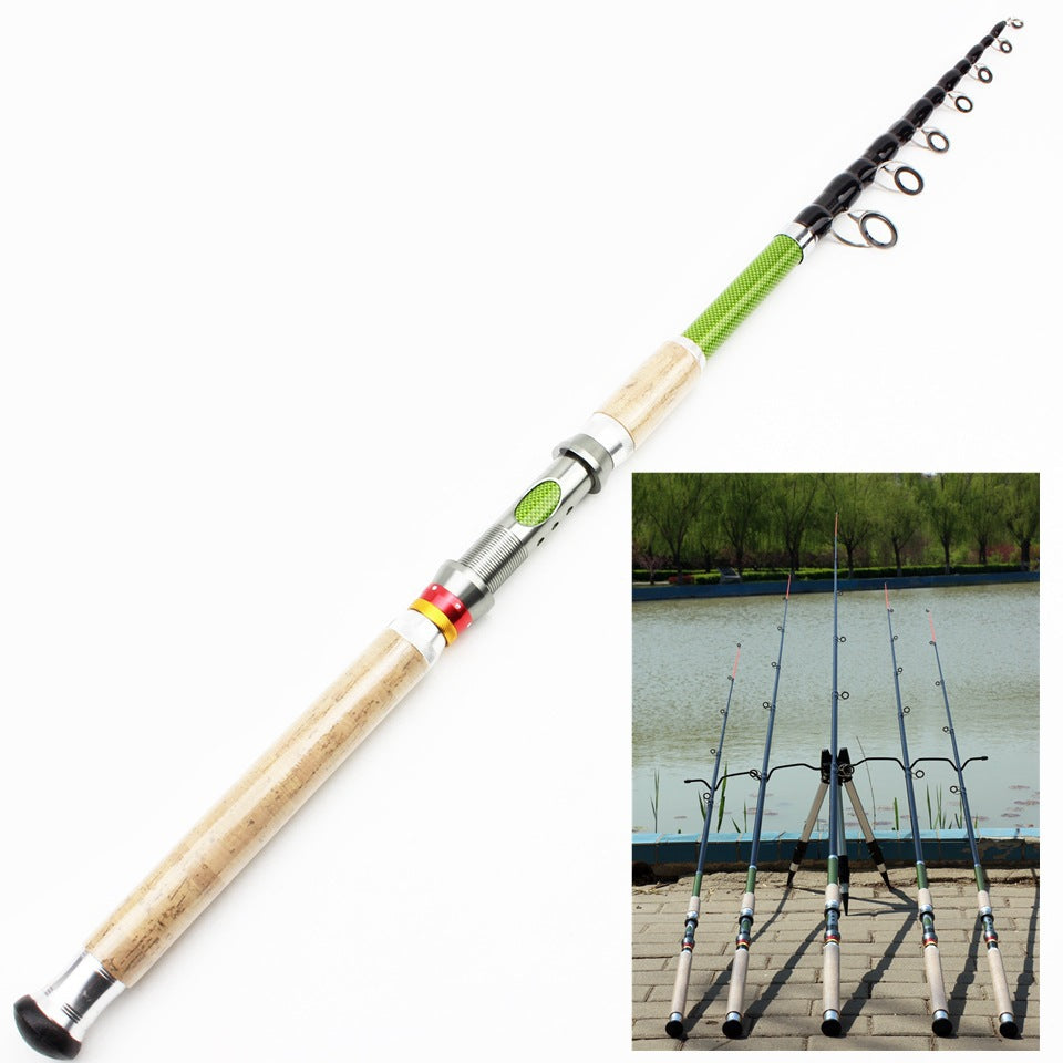 A Long Casting Telescopic Lure Rod with Long Wooden Handle, Sea Rod, Rock Fishing Rod, Carbon Fiber Carp and Bass Rod MH Tune