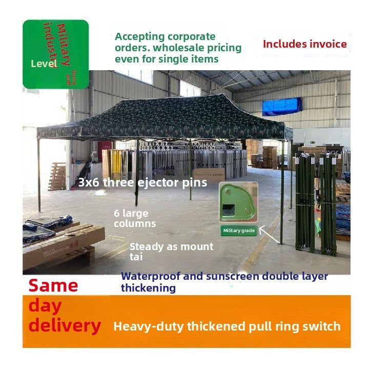 Outdoor Advertising Sunshade Folding Four-Corner Retractable Tent Advertising Umbrella Windproof Rainproof Stall Large Umbrella Four-Leg Tent