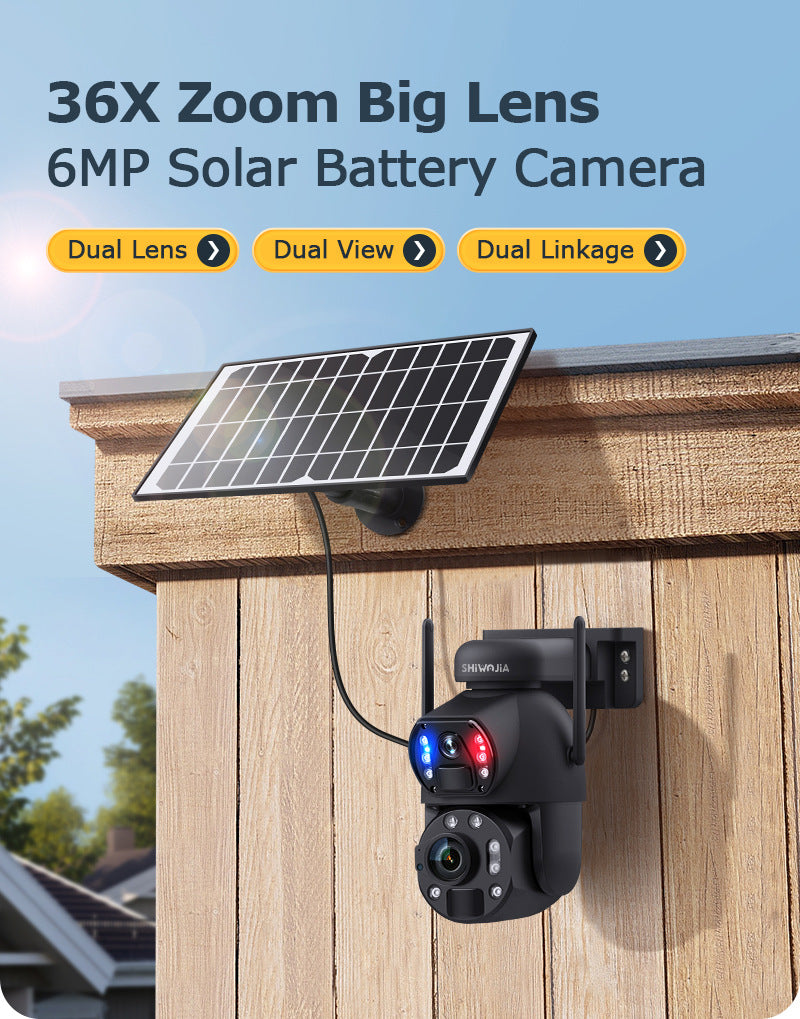 High Definition Bullet Camera36Optical Zoom Outdoor6MP Full Color Night Vision4G Wireless Solar Camera