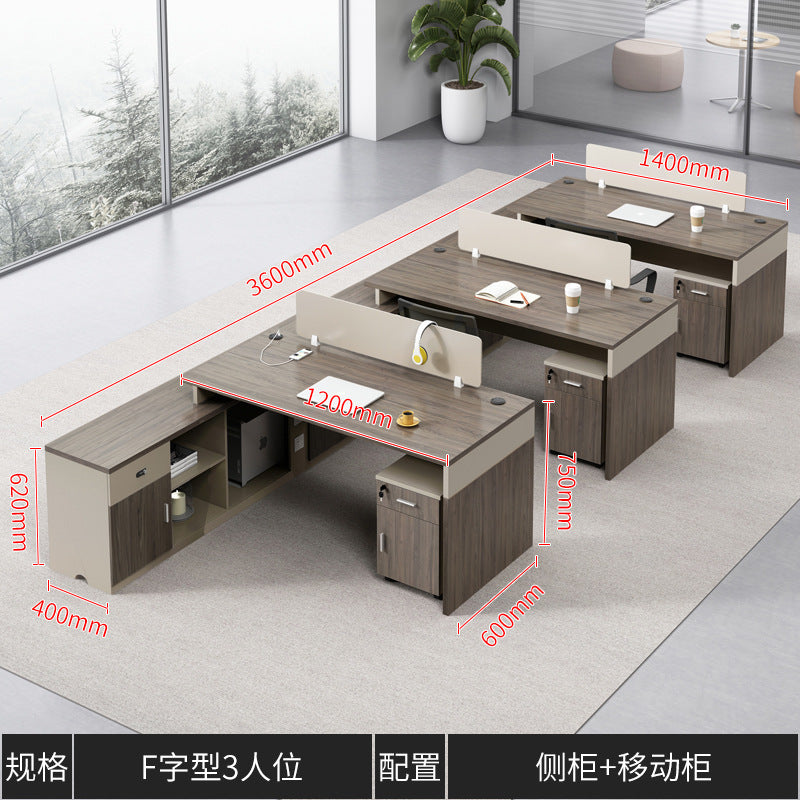 Financial Office Desk Employee Position Staff Office Desk and Chair Set Simple Modern Three-Person Company Computer Desk
