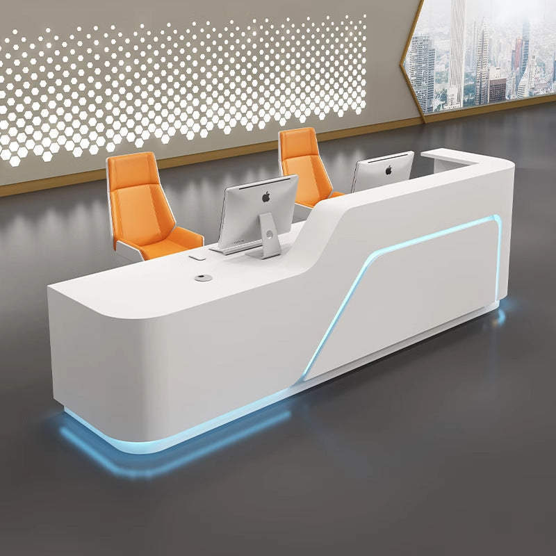 Company Front Desk Reception Desk In Stock Simple Modern White Lacquer Office Desk Bar Counter Beauty Salon Counter Cashier Desk