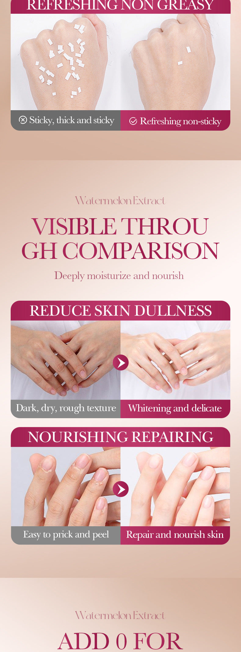 Niacinamide Watermelon Hand Cream SADOER Hydrating and Nourishing Autumn and Winter Hand Cream Cross-Border Foreign Trade Wholesale