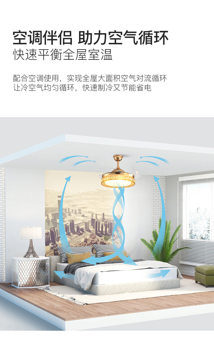 Ceiling Fan Light for Living Room, Bedroom, Dining Room, Nordic Postmodern Style, Luxury Lighted Electric Fan Ceiling Light