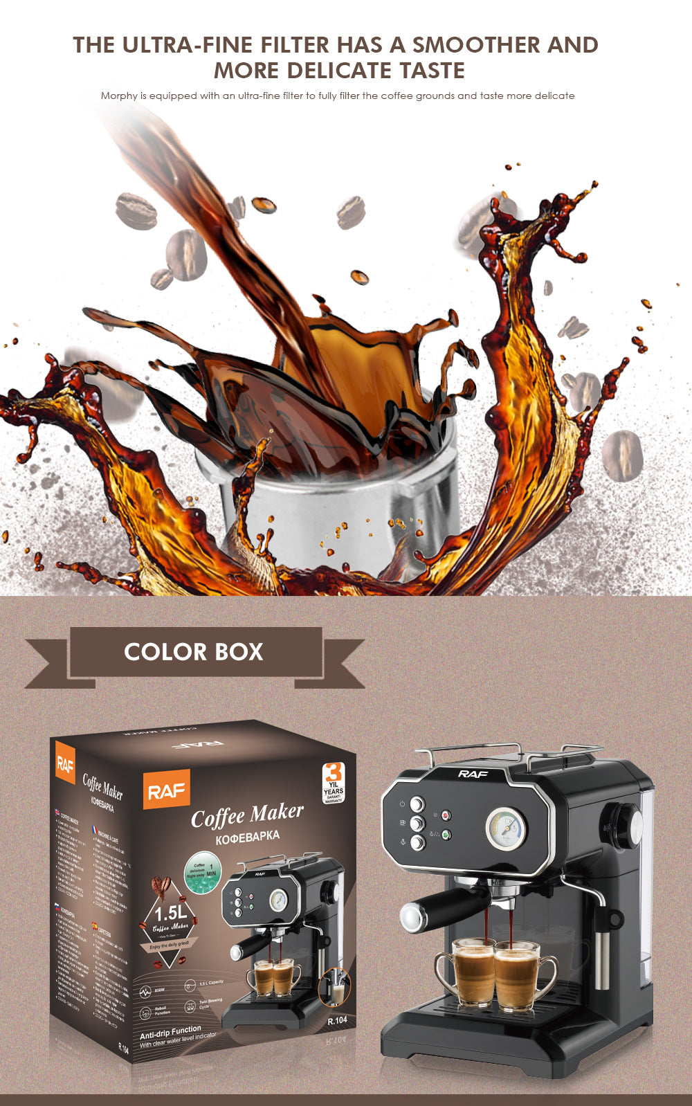 European Standard  Italian Coffee Machine for Home Use, Small Semi-Automatic High-Pressure Steam Milk Frother for Office R104