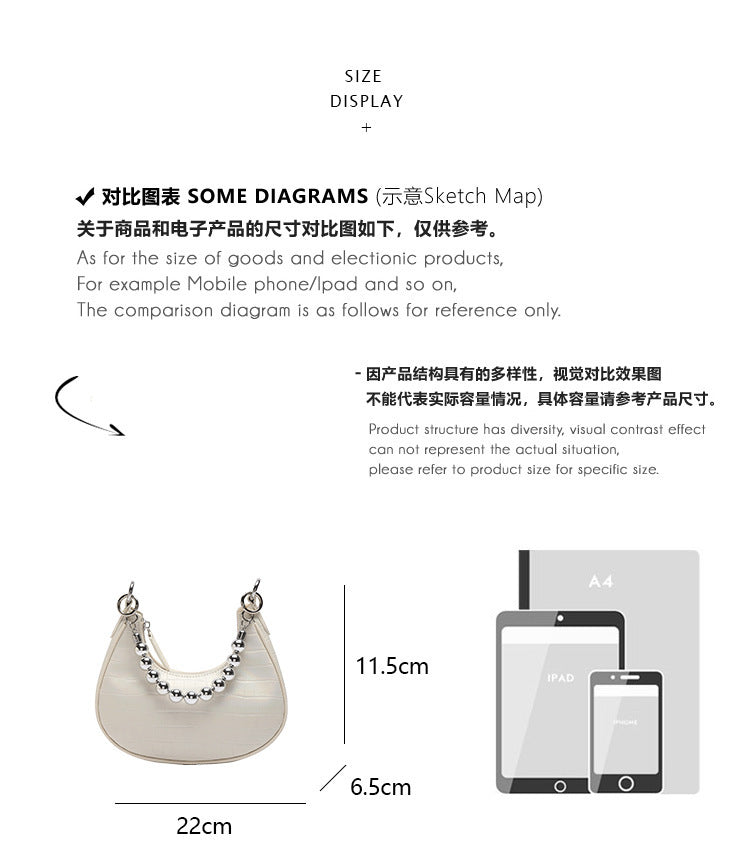 Spring ins Niche New Style Underarm Bag Versatile New Single Shoulder Crossbody Bag for Women Light Luxury Stone Pattern Women's Bag