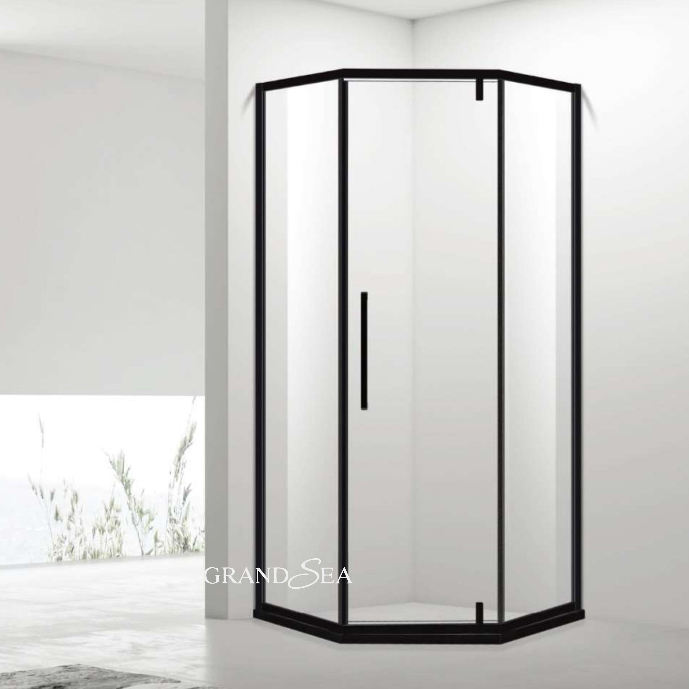 Sliding Foldable Clear Glass with Satin Black Hardware Bath Shower Room Bathroom Doors with Frame for Hotels