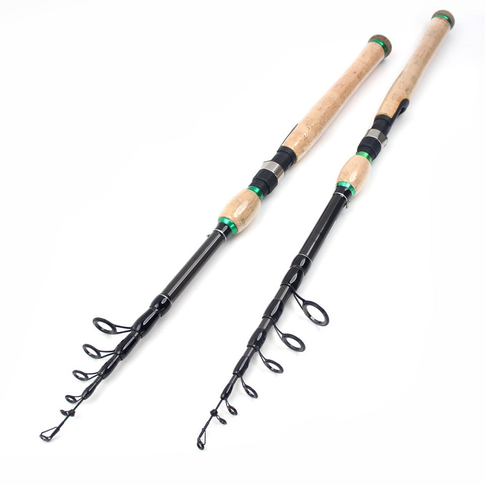 Carbon Fiber Telescopic Lure Rod with Extended Cork Handle, Ultra-Hard European and American Style Popular Bass and Snakehead Fishing Rod