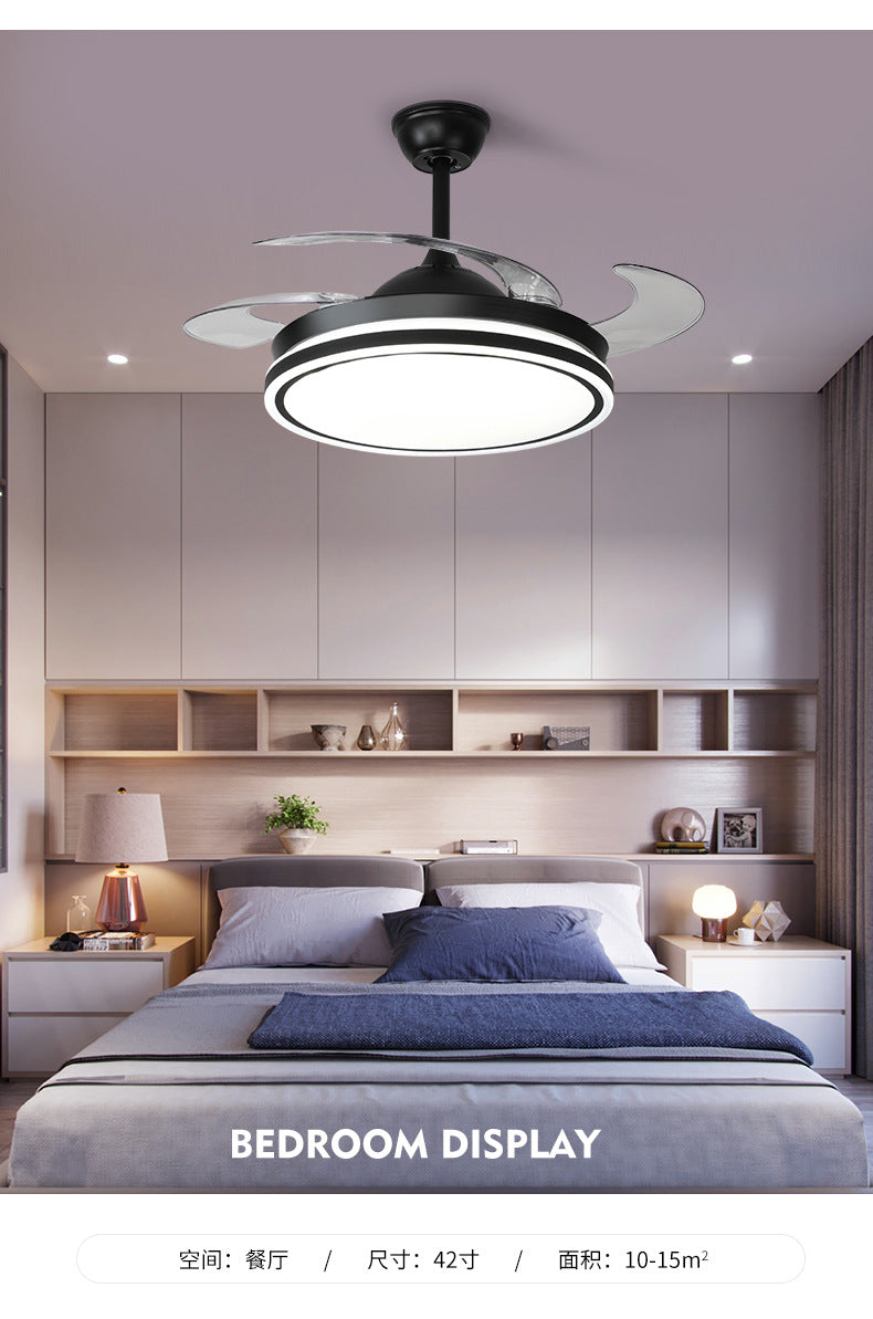 Invisible Fan Light Nordic Ceiling Fan Light High Wind Power Living Room Dining Room Bedroom Ceiling Mounted Variable Frequency Electric Fan Ceiling Light Integrated