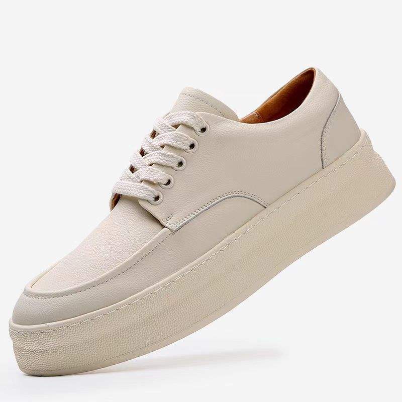 Men's Shoes White Sneakers Fashion Versatile Summer New Height-Increasing Casual Breathable Trendy Board Shoes Soft Leather Versatile Board Shoes