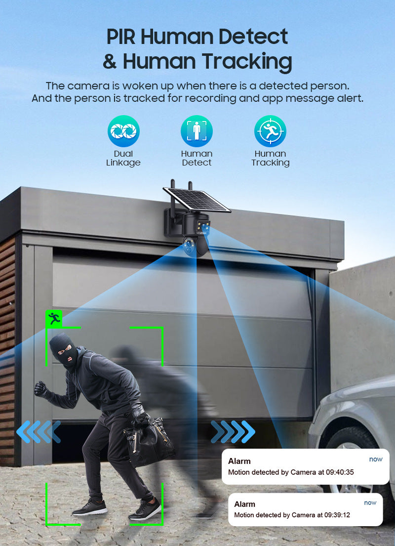 4G Wireless Solar Surveillance Camera Bullet Remote Early Warning6MP HD Night Vision Outdoor Camera