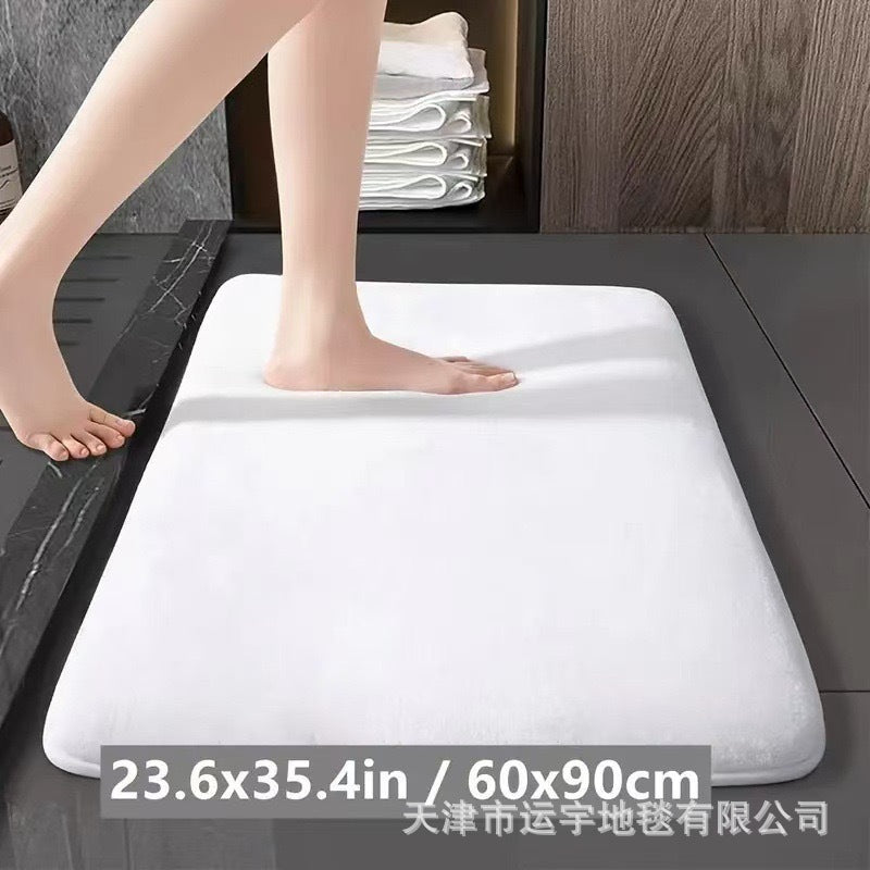 Solid Color Coral Fleece Bathroom Mat Entrance Water Absorption Foot Mat Dirt-Resistant Non-Slip Mat Manufacturer