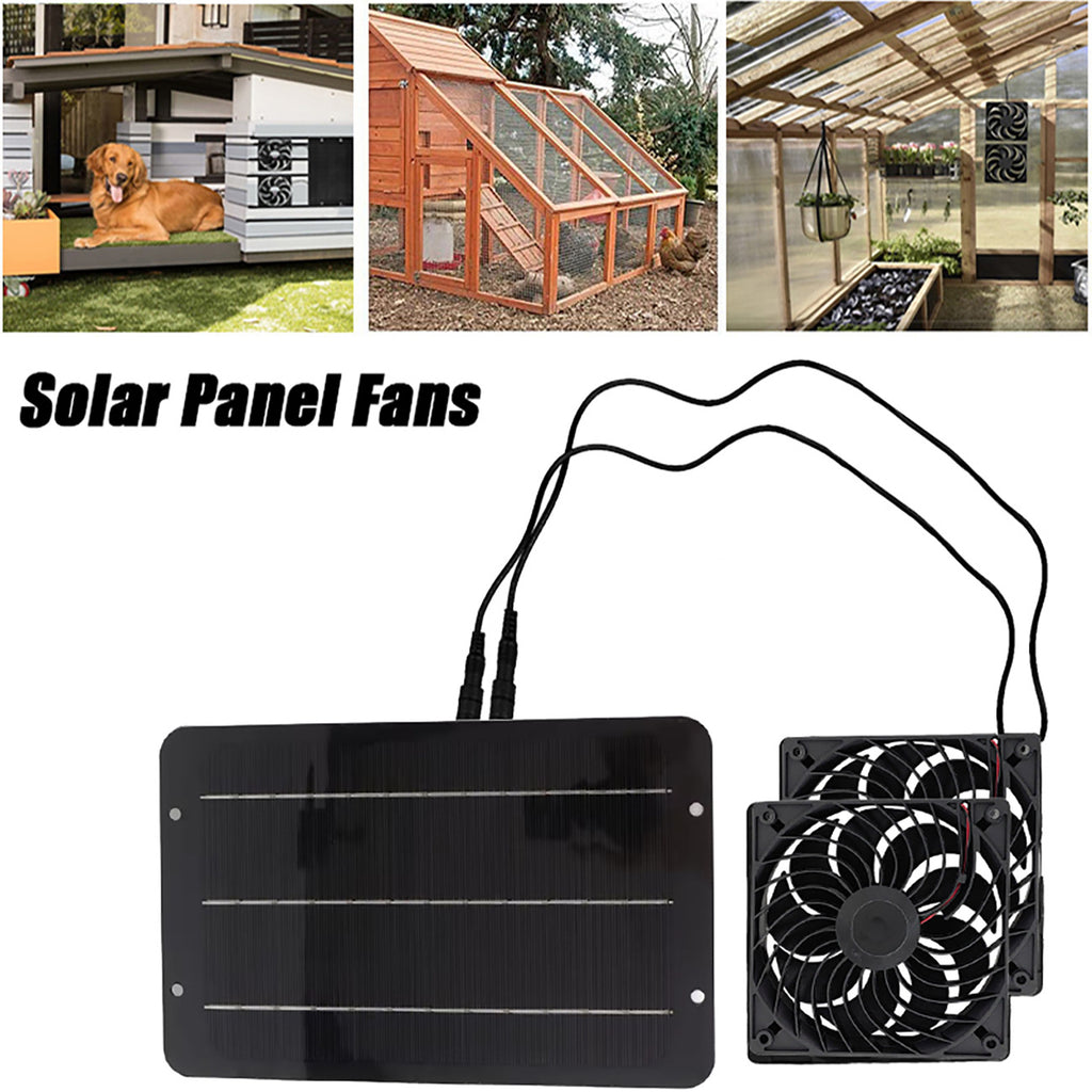 Exclusive Solar Photovoltaic Panel 10W with Dual Fan Radiator Solar Exhaust Fan for Cooling Pet Houses