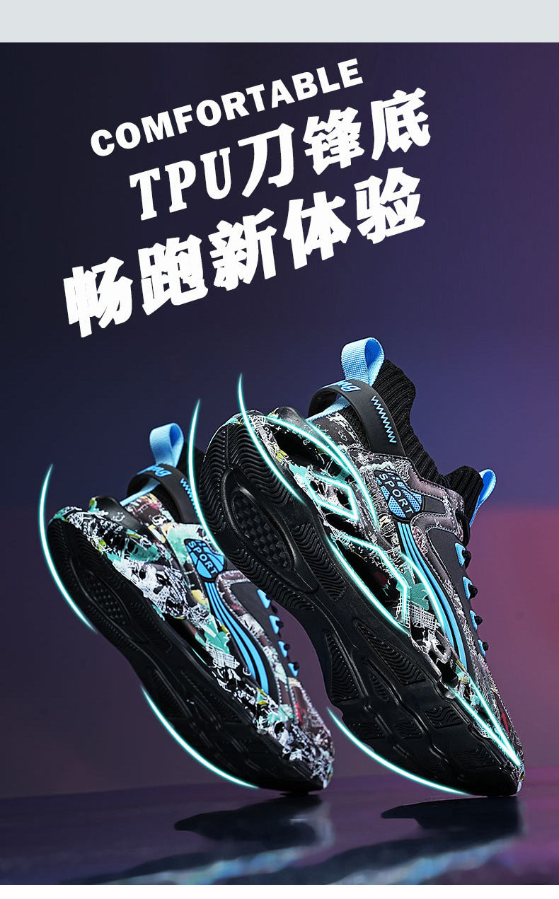 2025New Fashion Casual Sports Shoes Shock Absorption Height Increasing Versatile Trendy Shoes Flyknit Camouflage Blade Shoes Dropshipping