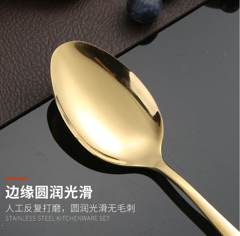 410Stainless Steel Cutlery Set Restaurant Square Handle Knife Fork Spoon24Set of Western Steak Knives and Forks