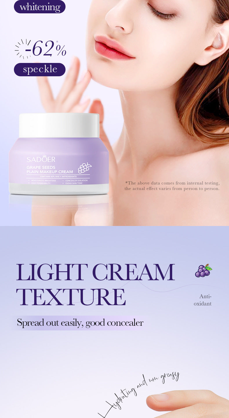 Makeup SADOER Grape Seed Concealer Brightening Cream Skin Softening Face Cream Live Streaming Cross-Border Wholesale