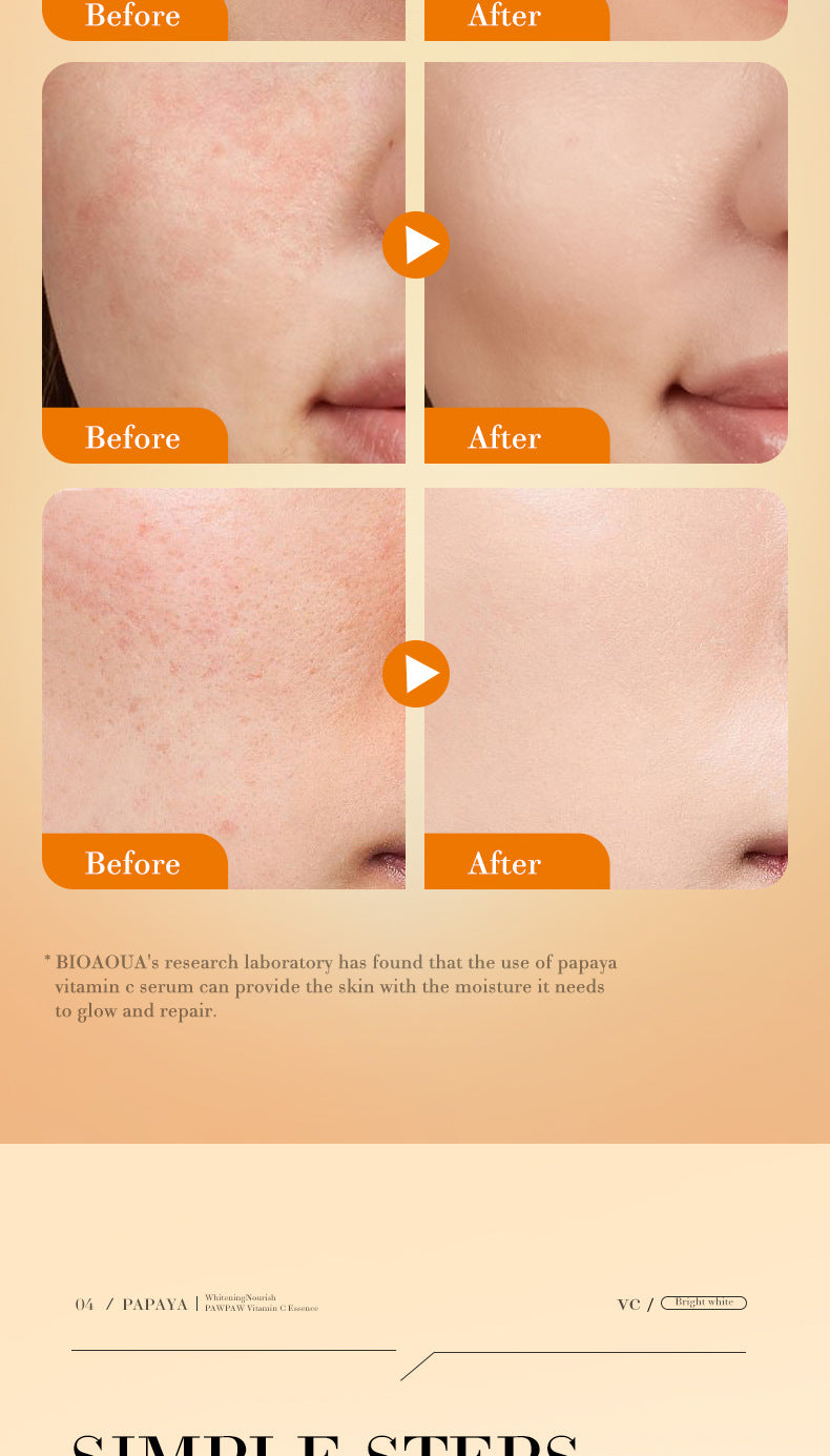Papaya Vitamin C Essence30ml BIOAOUA Moisturizing and Hydrating Wholesale for Cross-Border Trade